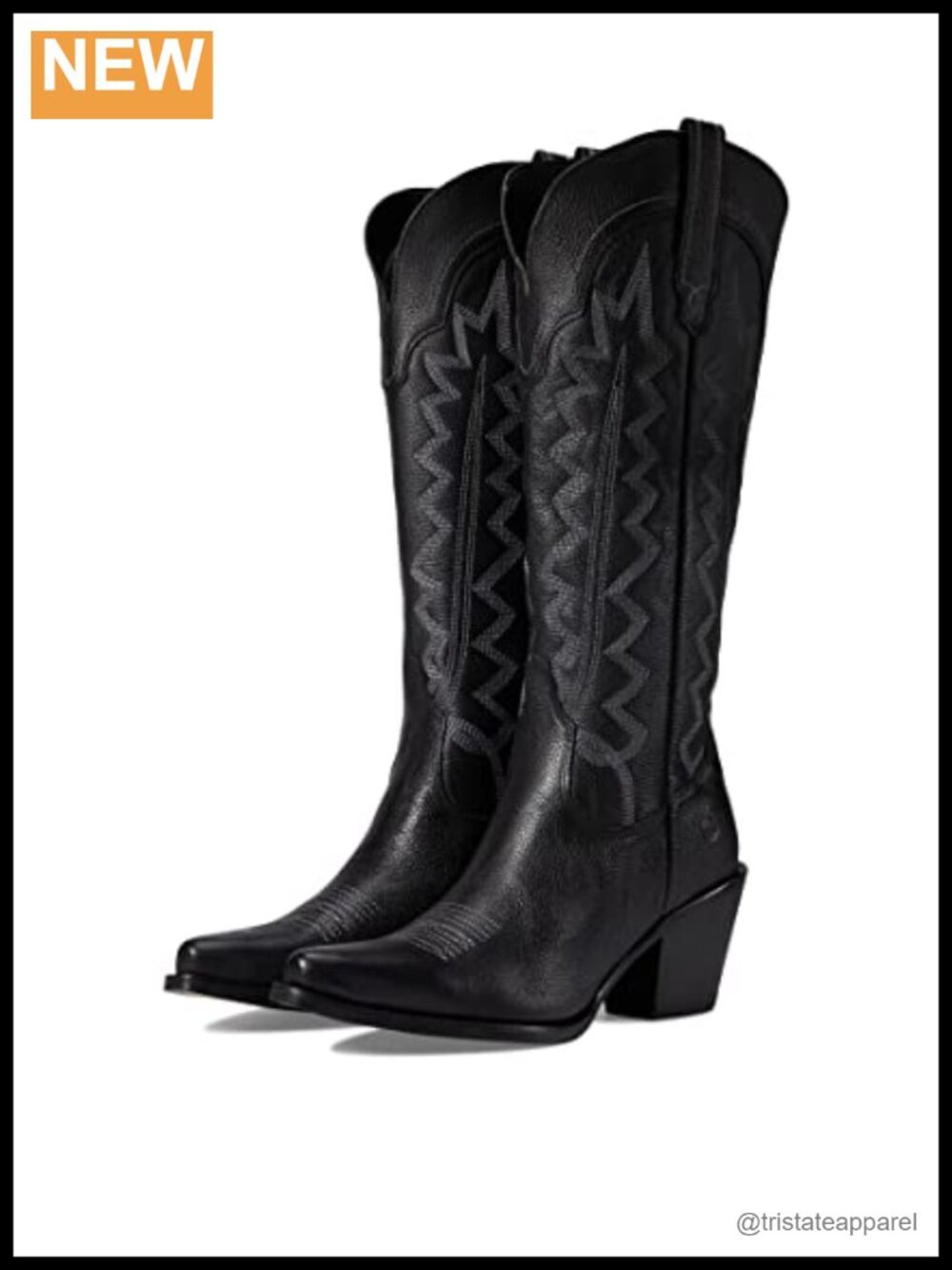 Leather Pull-On Equestrian Boots Snip Toe Block Heel Knee High